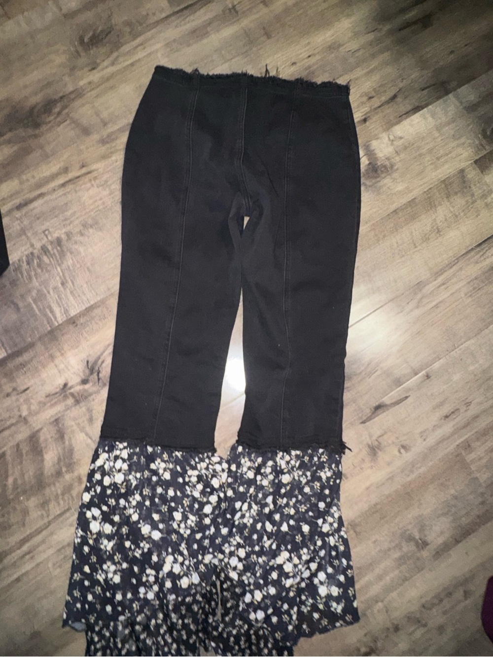 Current Mood Dolls Kill NWT Lace-Up Denim Floral Ruffle Flare Pants Medium - Picture 9 of 9
